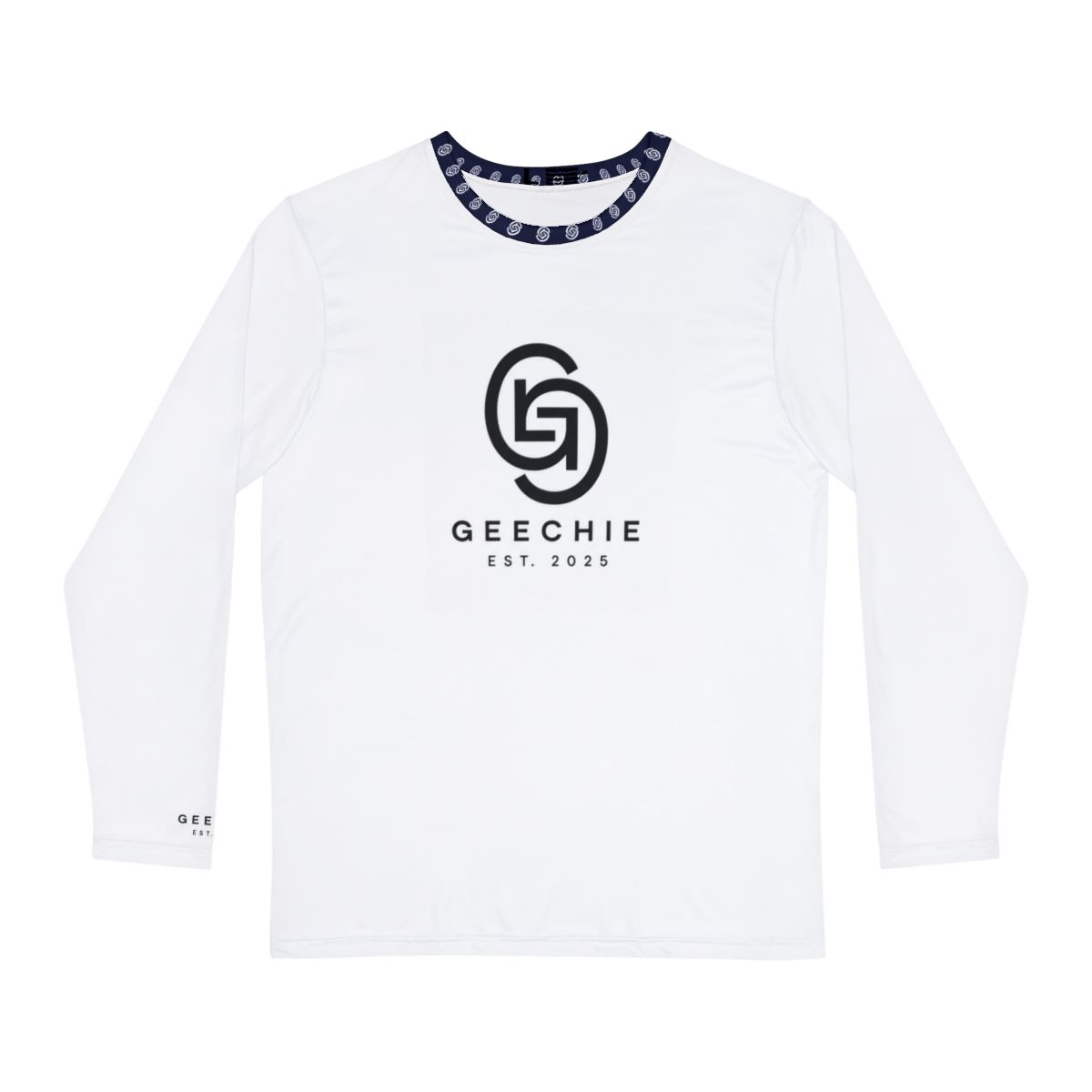 GEECHIE Premium Performance Logo Long Sleeve Shirt — White flat front