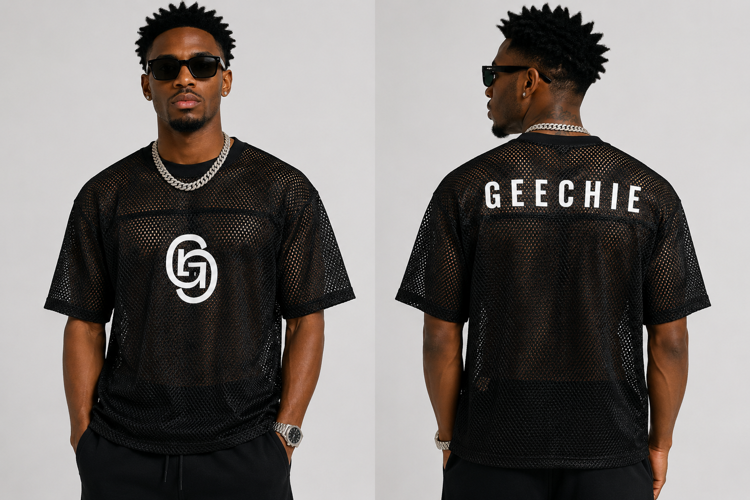 GEECHIE mesh jersey styled look