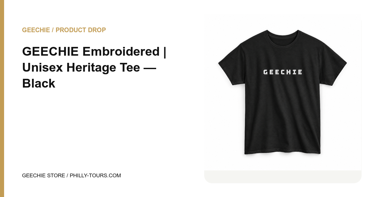 GEECHIE Embroidered | Unisex Heritage Tee — Black