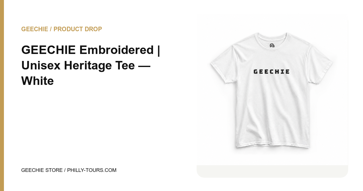 GEECHIE Embroidered | Unisex Heritage Tee — White