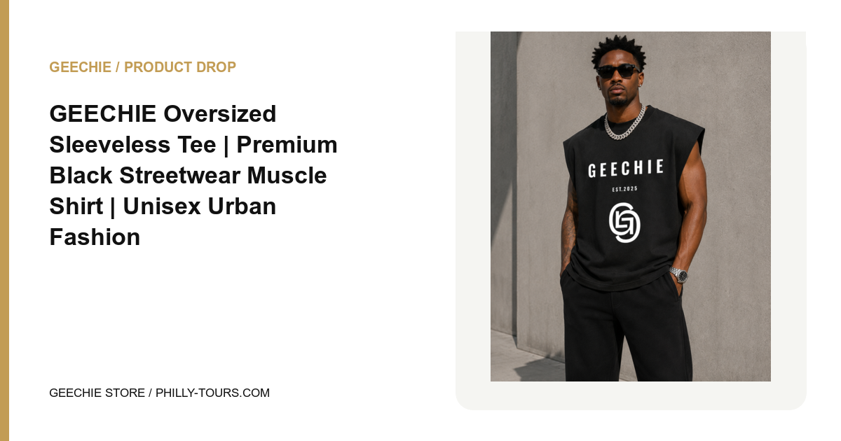 GEECHIE Oversized Sleeveless Tee | Premium Black Streetwear Muscle Shirt | Unisex Urban Fashion