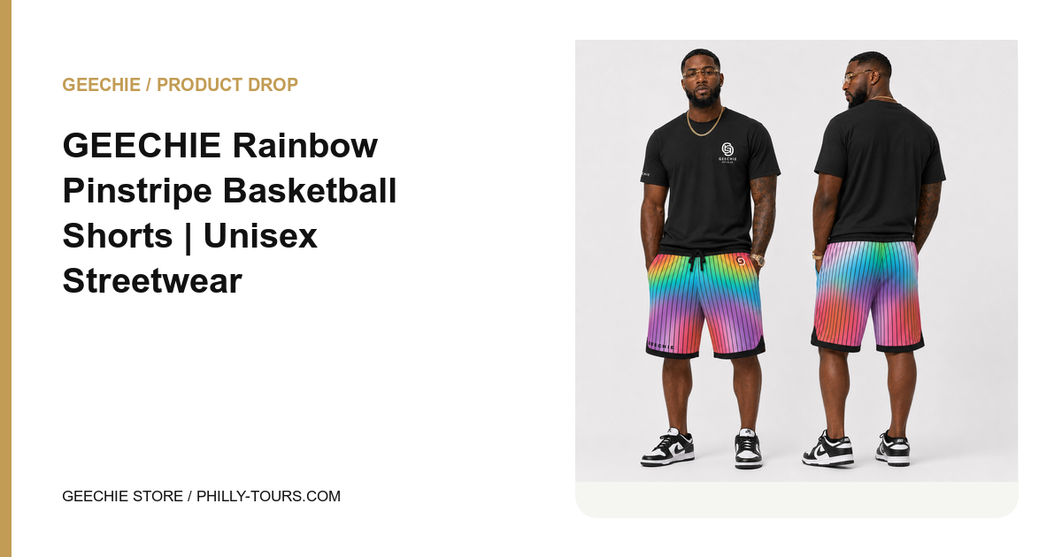GEECHIE Rainbow Pinstripe Basketball Shorts | Unisex Streetwear