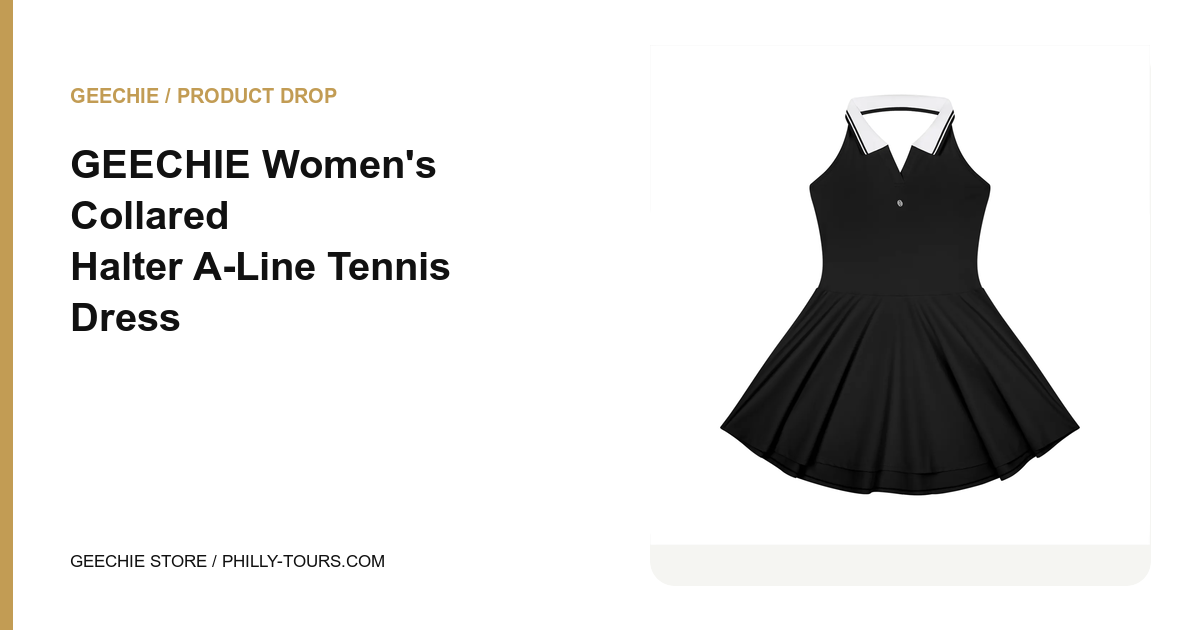 GEECHIE Women's Collared Halter A-Line Tennis Dress