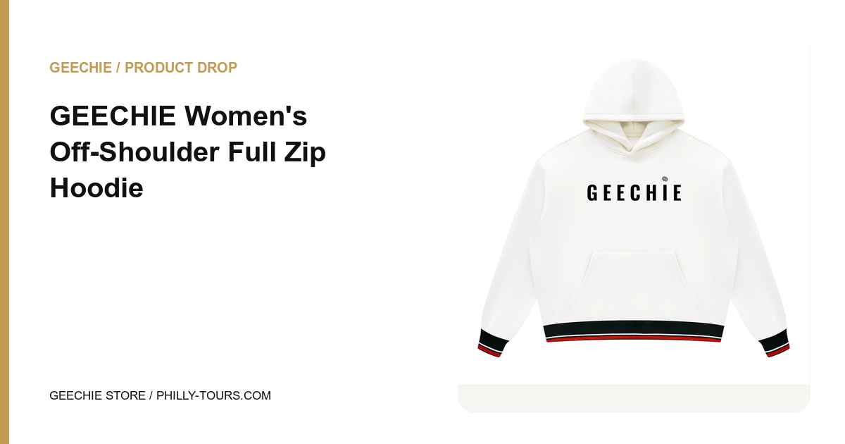 GEECHIE Women's Off-Shoulder Full Zip Hoodie