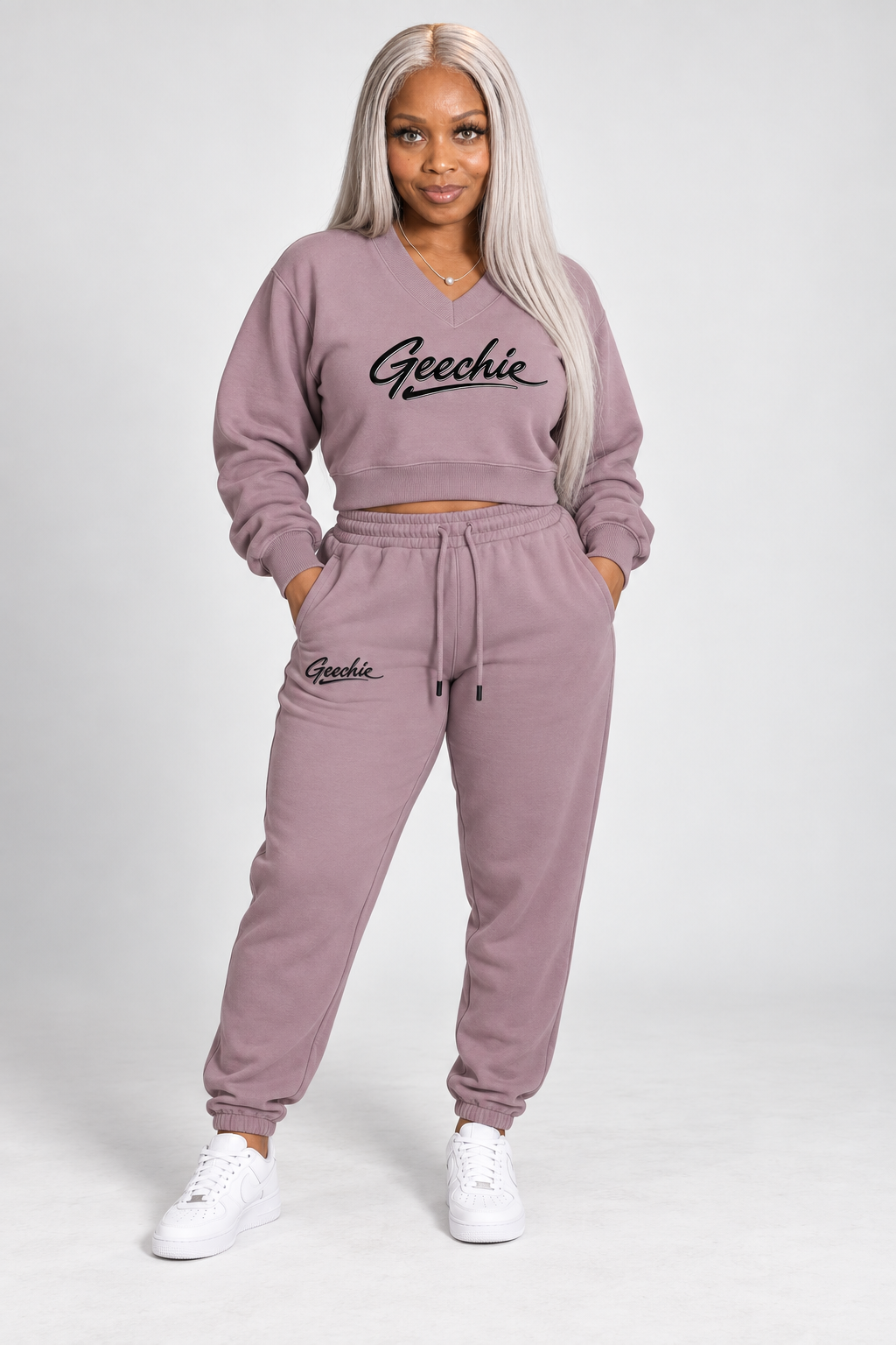 GEECHIE Unisex Heavyweight Fleece Joggers in mauve